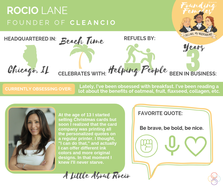 graphic about cleancio female founder rocio lane 