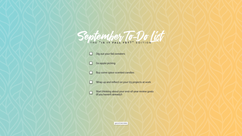 September tech background to-do list with blue and yellow background
