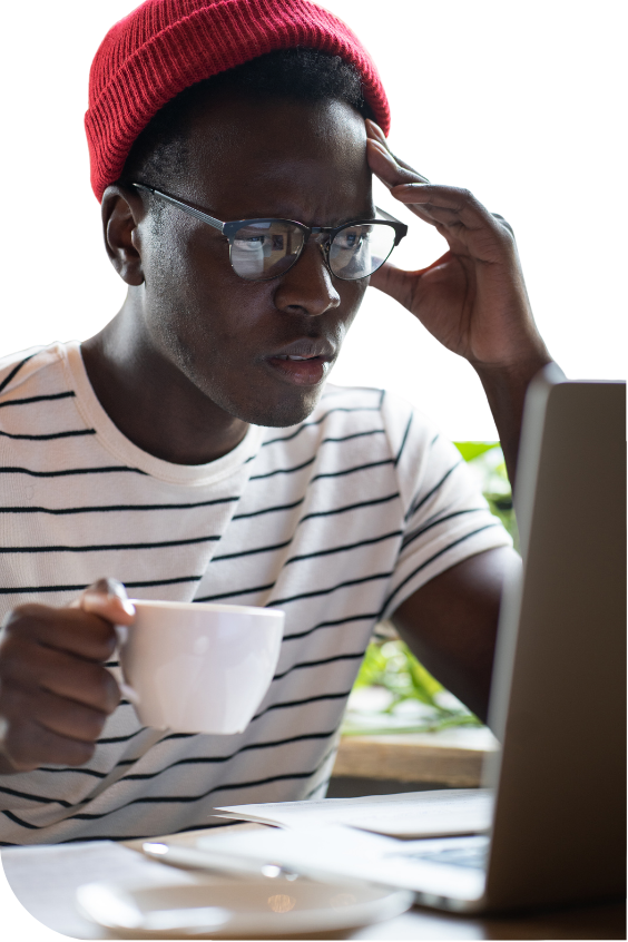 frustrated man confused at work