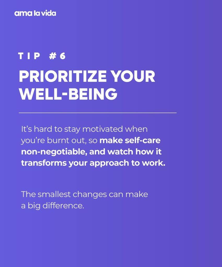 a slide from an Instagram post that says "prioritize your well-being"