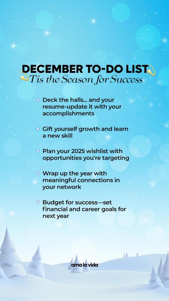 December 2024 tech background to-do list with snowy background mobile version