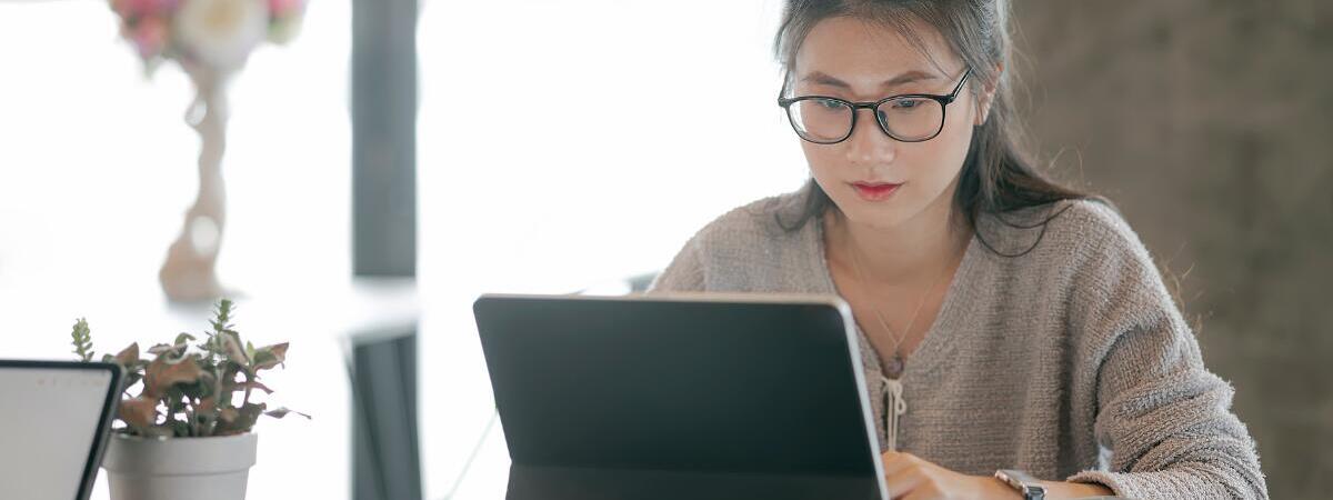 woman searching on computer