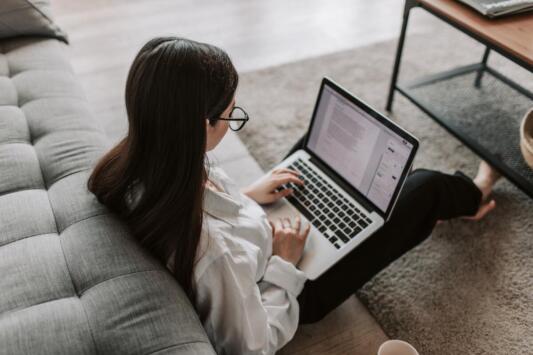 woman working on computer